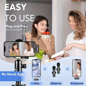 Wireless Noise cancelation Lavalier Microphone for IOS and Android